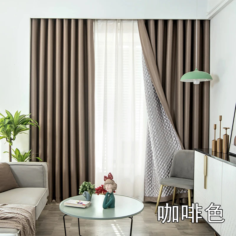 Windproof Winter Curtains - Thick Cotton Thermal Drapes for French Windows | Sound Insulation & Energy Saving