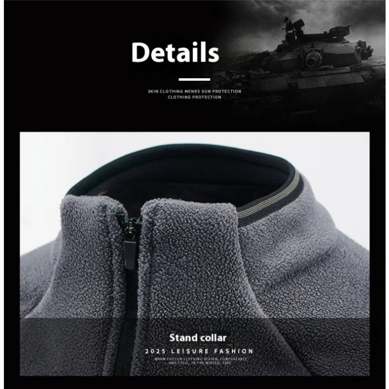 Autunm Winter Polar Fleece Sweatshirt for Men Thick Warm Stand Up Collar Half Zip Casual Base Layer Man Long Sleeve Sweater Man