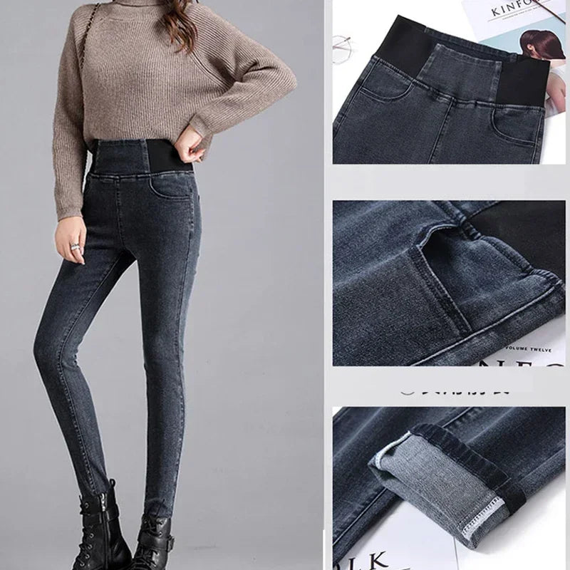 New Elastic Waist Skinny Jeans Women Spring Slim Stretch Denim Pants Vintage Pencil Vaqueros Mom Pantalones De Mujer PTKPCC