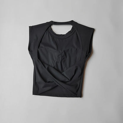 Women's Yoga T-Shirt – Breathable Backless Sports Shirt With Breast Support Tee