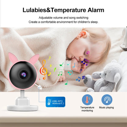Damini 720p HD baby monitor IR night vision breastfeeding reminder temperature detection lullaby 2.4G wireless connection