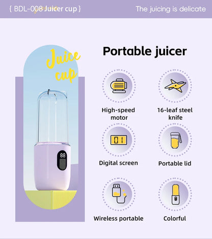 Portable USB Rechargeable Blender - Mini Juicer for Smoothies and Shakes
