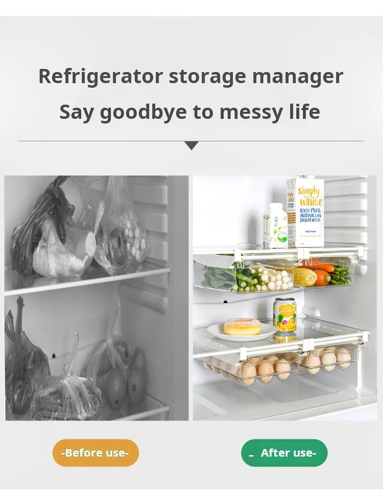 Refrigerator Egg Storage Box - Drawer Style Plastic Egg Holder and Fresh-Keeping Food Rack