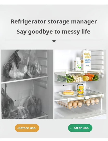Refrigerator Egg Storage Box - Drawer Style Plastic Egg Holder and Fresh-Keeping Food Rack