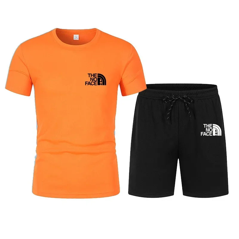 2026 Summer Fashion Trend Casual Sports Two-piece Set Trendy Men's Short Sleeved T-shirt+shorts Set