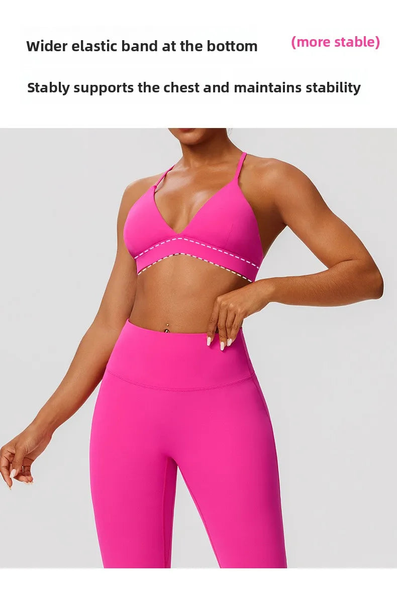 Tight Yoga Bra Women's Camisole Beautiful Back No Steel Ring Sports Bra Quick Drying Running Yoga Clothes Fitness Chest Pads