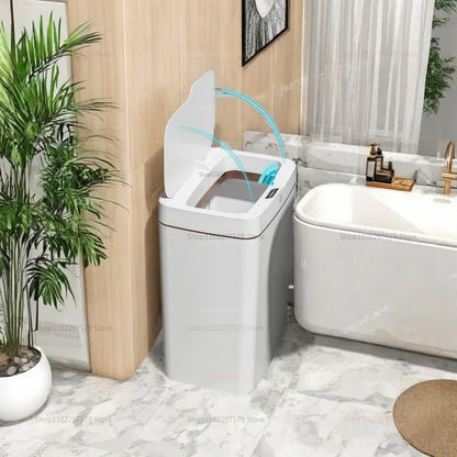 15L Automatic Smart Sensor Trash Can - Non-Contact Electric Waste Bin for Kitchen  Bathroom White