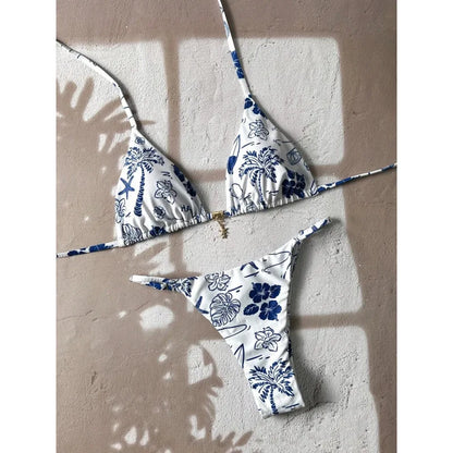 Polka Dot Bikini - Women's Sexy Strap Split Bikini Set | Wire Free Swimwear