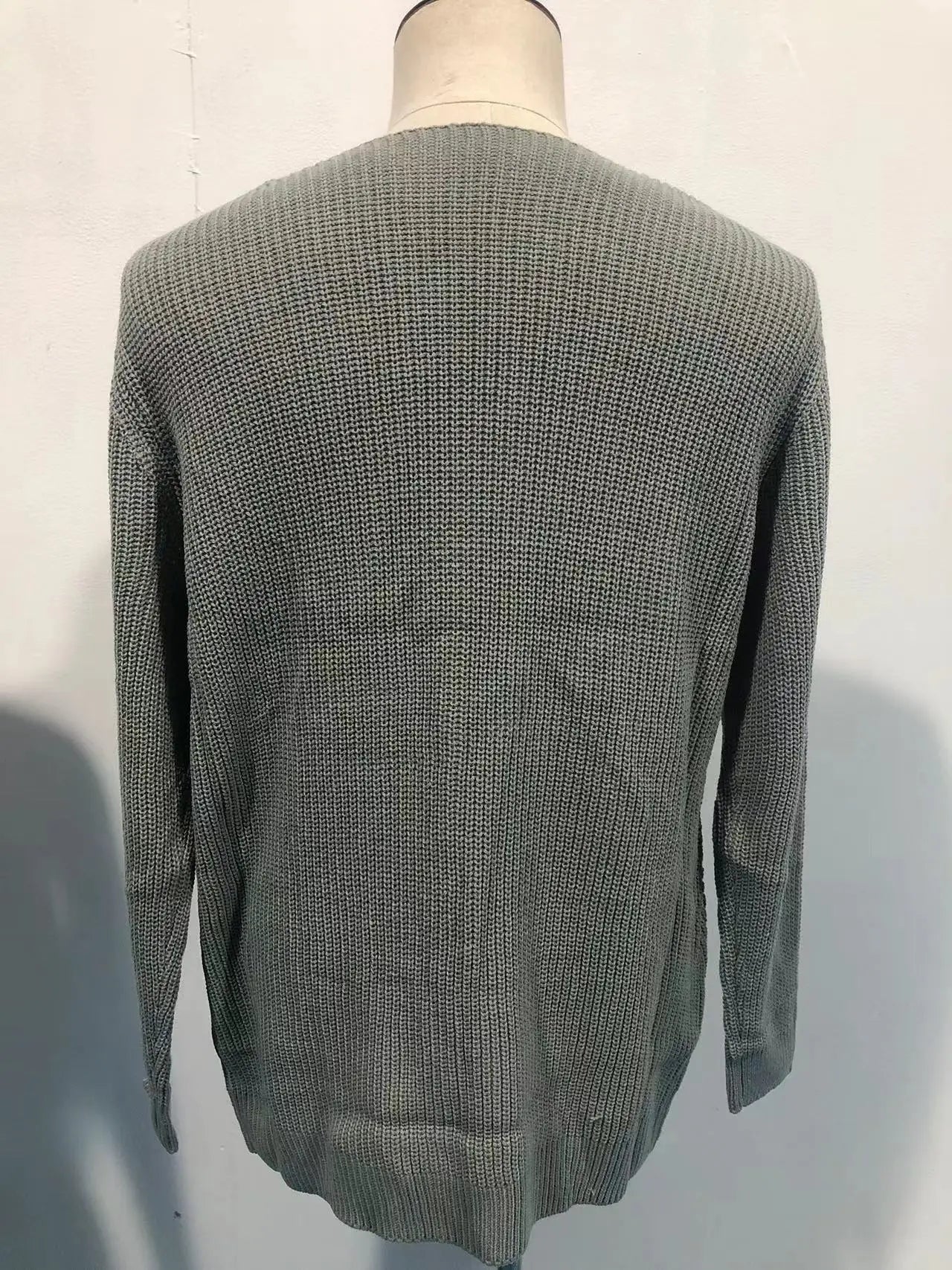European and American Fashion Men's Knitted Sweater Casual Loose Sweater V-neck Long Sleeved Pullover Sweater Plus Size Jacket