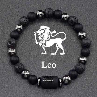 12 Zodiac Constellation Signs Bracelets for Men Women Real Natural Tiger Eye Stone Bead Bracelet Leo Taurus Charm Couple Jewelry