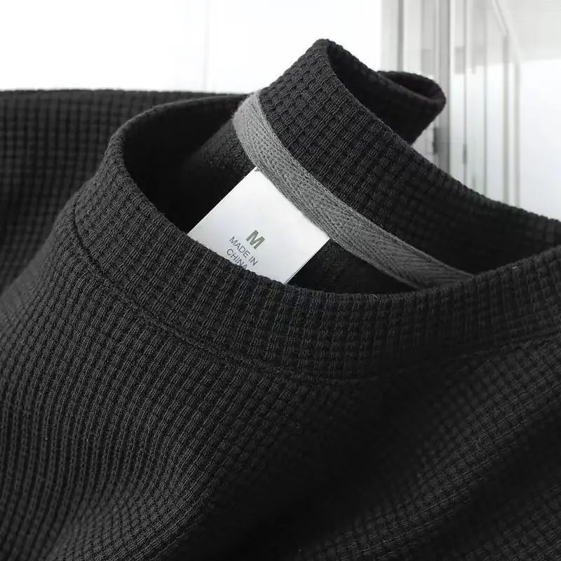 Men's Waffle-Knit T-Shirt – Breathable Round-Neck Casual Top
