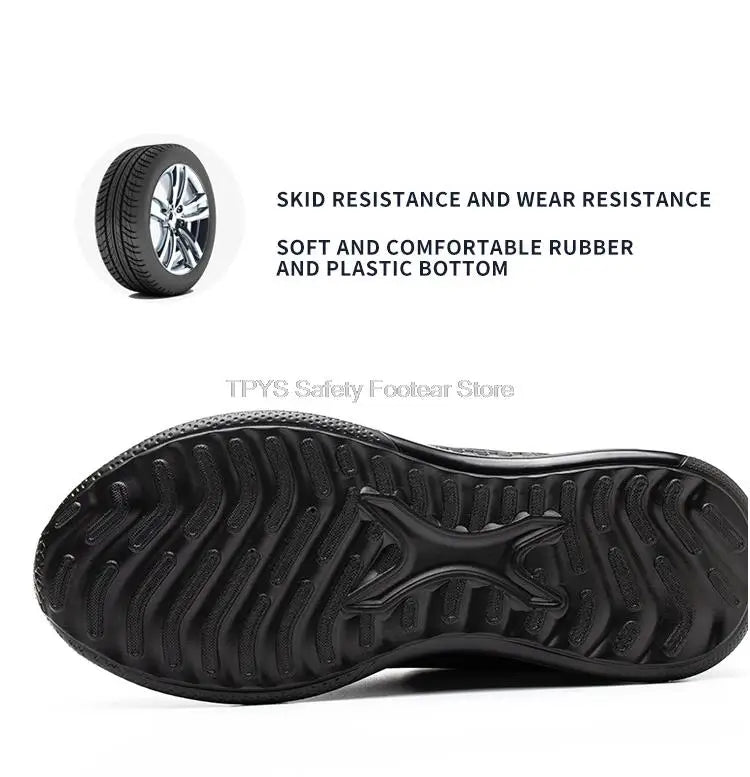 Steel Toe Safety Boots - Lightweight Kevlar Puncture Resistant Work Shoes With Wear-Resistant Rubber Sole