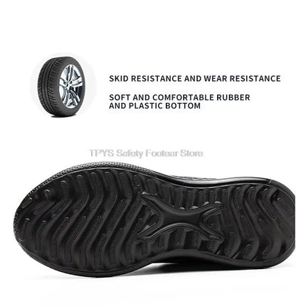 Steel Toe Safety Boots - Lightweight Kevlar Puncture Resistant Work Shoes With Wear-Resistant Rubber Sole