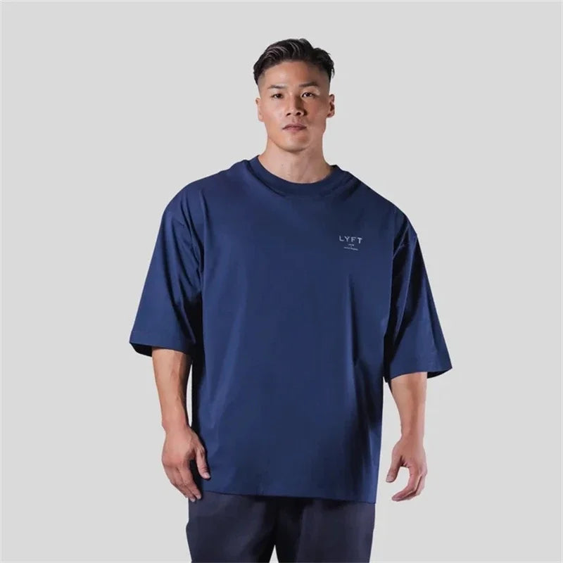 TEAM LYFT Silver Letter Logo Print Comfortable Cotton Men GYM T-Shirt O-Neck Short Sleeve T Shirt M-3XL Man T-shirts Tops Tees