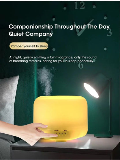 500ML Essential Oil Diffuser - Mini Aroma Humidifier with Colorful Night Lights