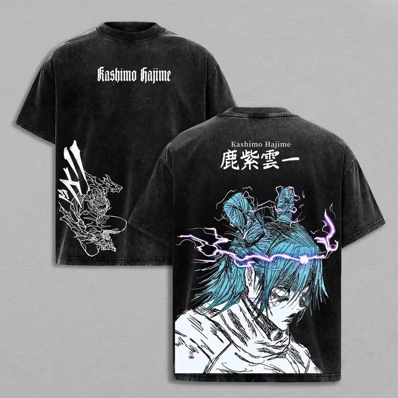 Jujutsu Kaisen T Shirt Men Women Tshirt Gojo Satoru Washed Cotton T-shirt Clothing Summer Short Sleeve Oversized Tees Streetwear