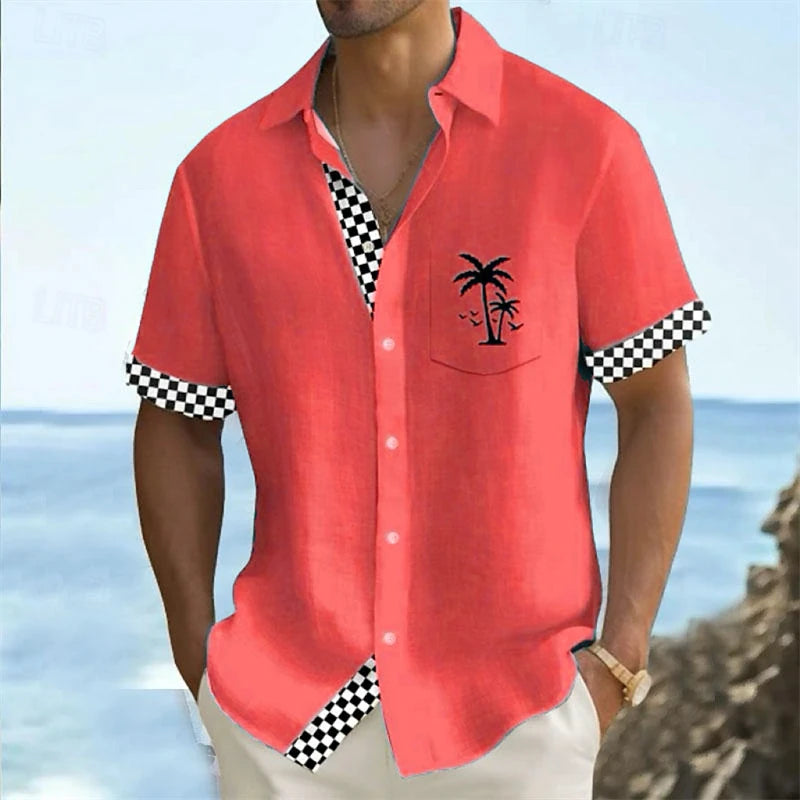 Hot men's shirt Hawaiian shirt Short -sleeved holiday beach fashion clothing soft and comfortable fabric super large size 6xl