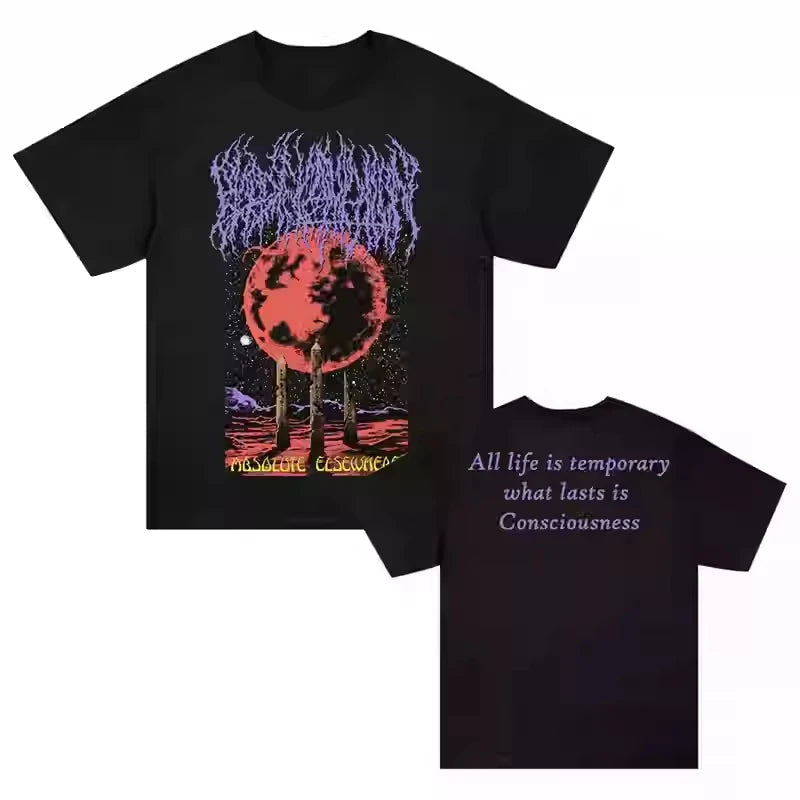2025 Summer New Y2K Top T-shirt BLOOD INCANTATION Band Dark Metal Wind Rock American Loose Men's and Women's T-shirt