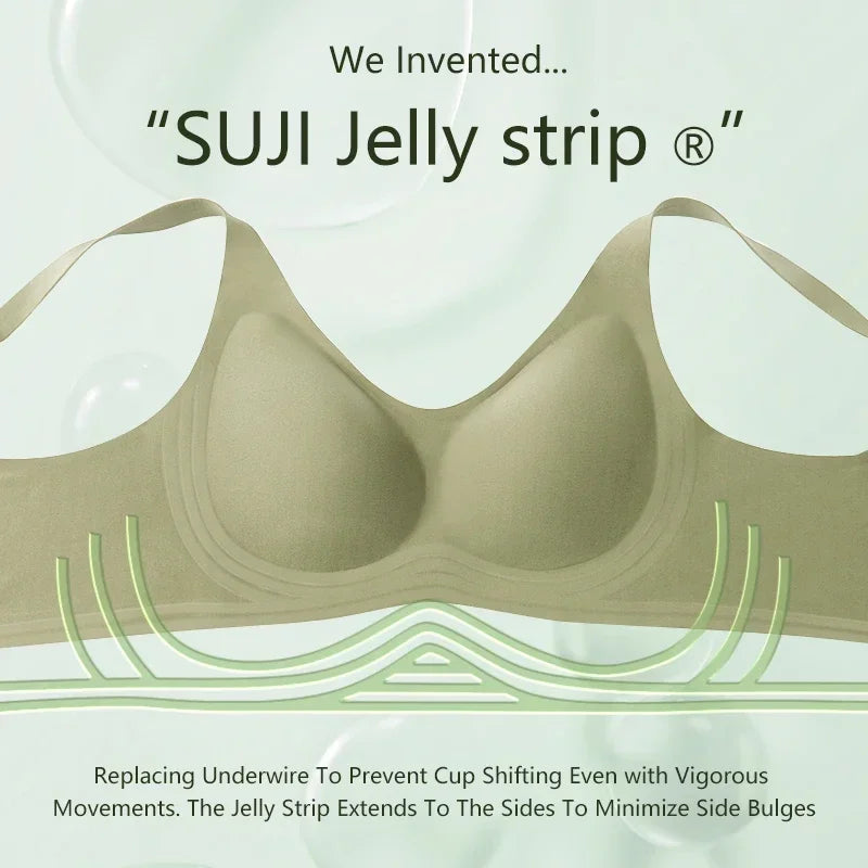 Plus Size Wireless Bra - Seamless Push Up Padded Plunge Bra with Adjustable Straps