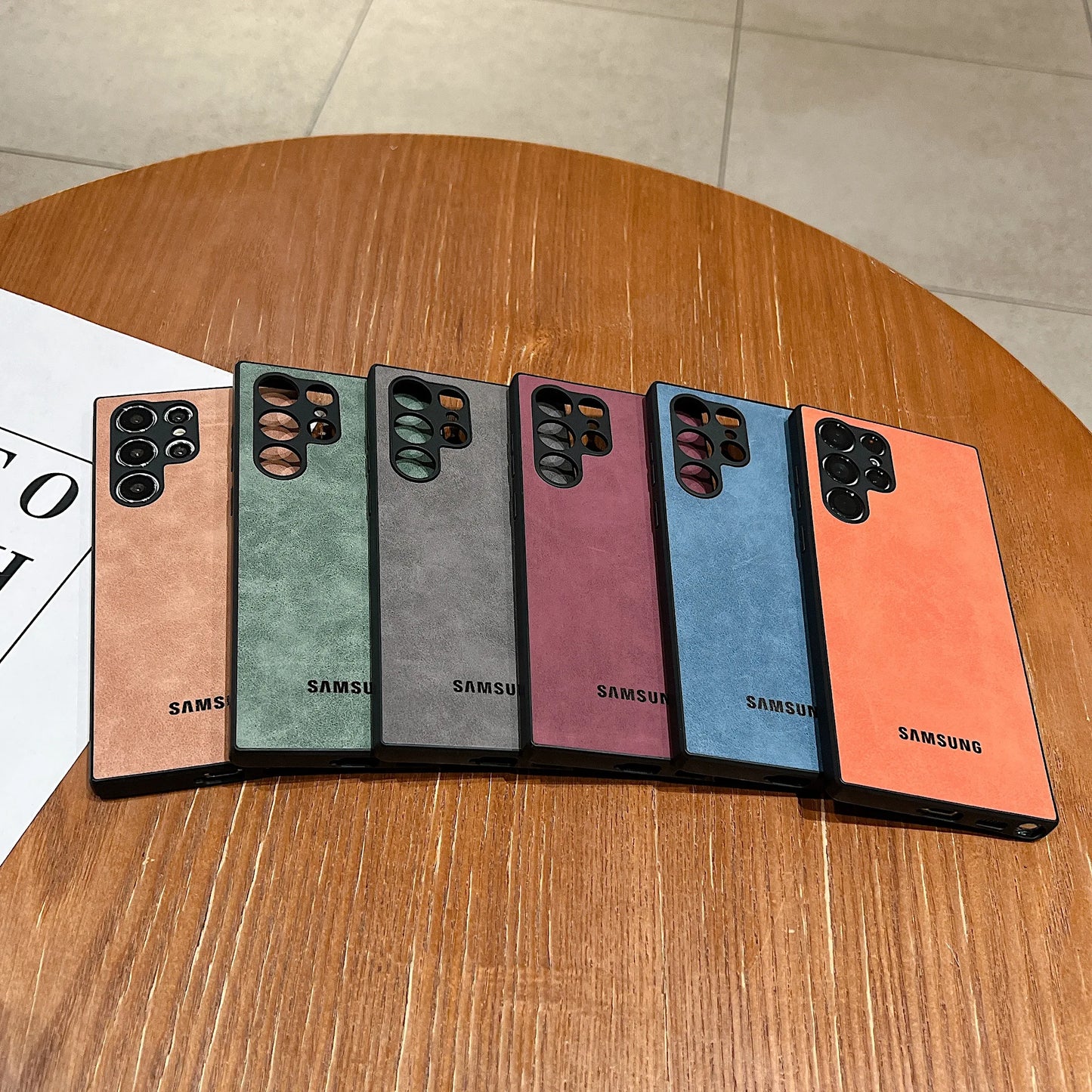 Full Lens Protector Case Samsung Galaxy S26 S25 S24 S23 FE S22 S21 Ultra Plus Sheepskin Leather Cover Soft Lambskin Shockproof