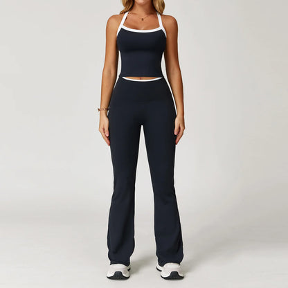 Women's Clothes 2 Pieces Workout Tracksuit Yoga Set Sportswear Gym Clothing High Waist Bell-bottoms Sexy Fitness Bta Sports Suit