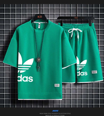 Summer 2026 New Men's pullover sportswear Set, fashionable basketball men's casual short-sleeved T-shirt + shorts two-piece set