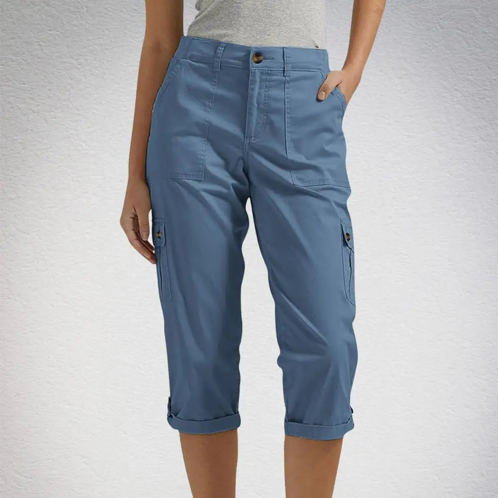 Women's Capris Joggers Mid Rise Cropped Cargo Pants Summer Quick Dry Hiking Pants with Multi Pockets Lightweight Summer Bottoms