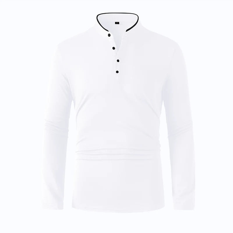 Men's Long Sleeve T-Shirt – Breathable Polyester Knit Fabric Casual Summer Top