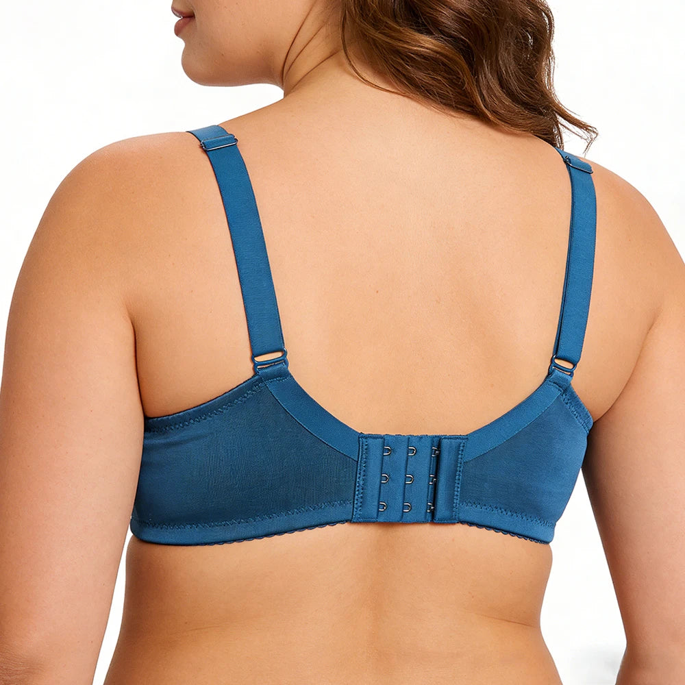 Sheroine Plus Size Floral Lace Underwire Bra, Minimizer Full Coverage Non Padded Cup for Everyday Support & Comfortable Wear