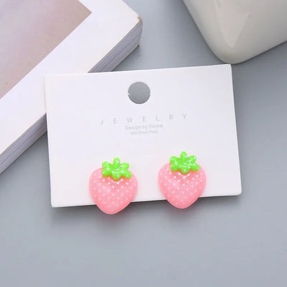 Children's Earrings No Punch Cute Vegetables Flowers Girls Ear Clips Korean Version Pain-resistant Resin Children's Ear Clips