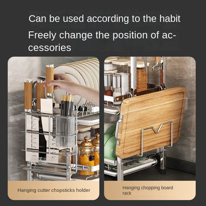 Large Rust-Proof Dish Drying Rack with Drainboard & Utensil Holder, Compact Kitchen Sink Organizer