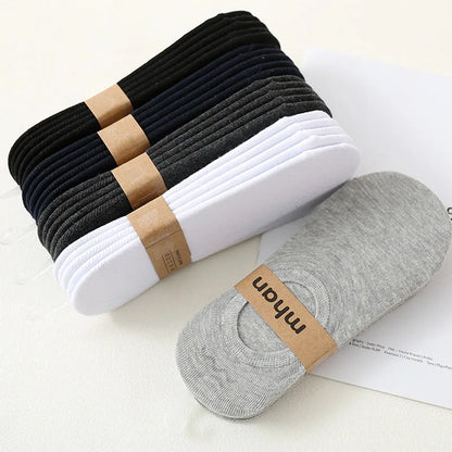 5 Pairs Unisex Invisible Boat Socks Summer Breathable Plain Color Soft Ankle Socks Casual Business Sport No-Show Socks