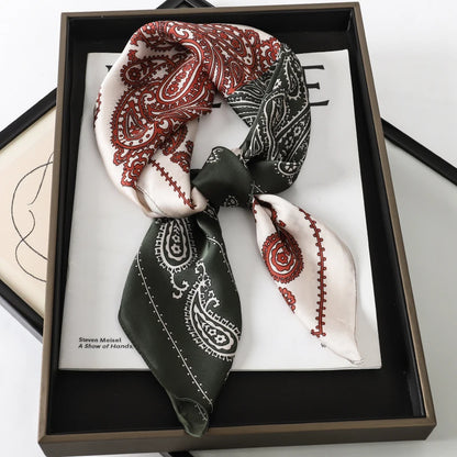 Luxury Silk Plaid Scarf - Soft Satin Neck Hair Tie for Women Foulard Hijab 2021