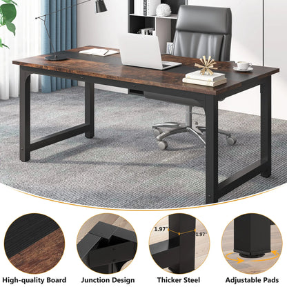 Large Office Desk | Modern Computer Desk - Spacious Writing Workstation for Home Office