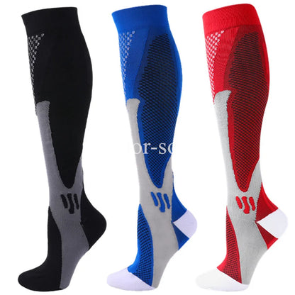 Compression Sports Socks - 3 Pairs Anti Slip Knee High Socks for Football & Basketball