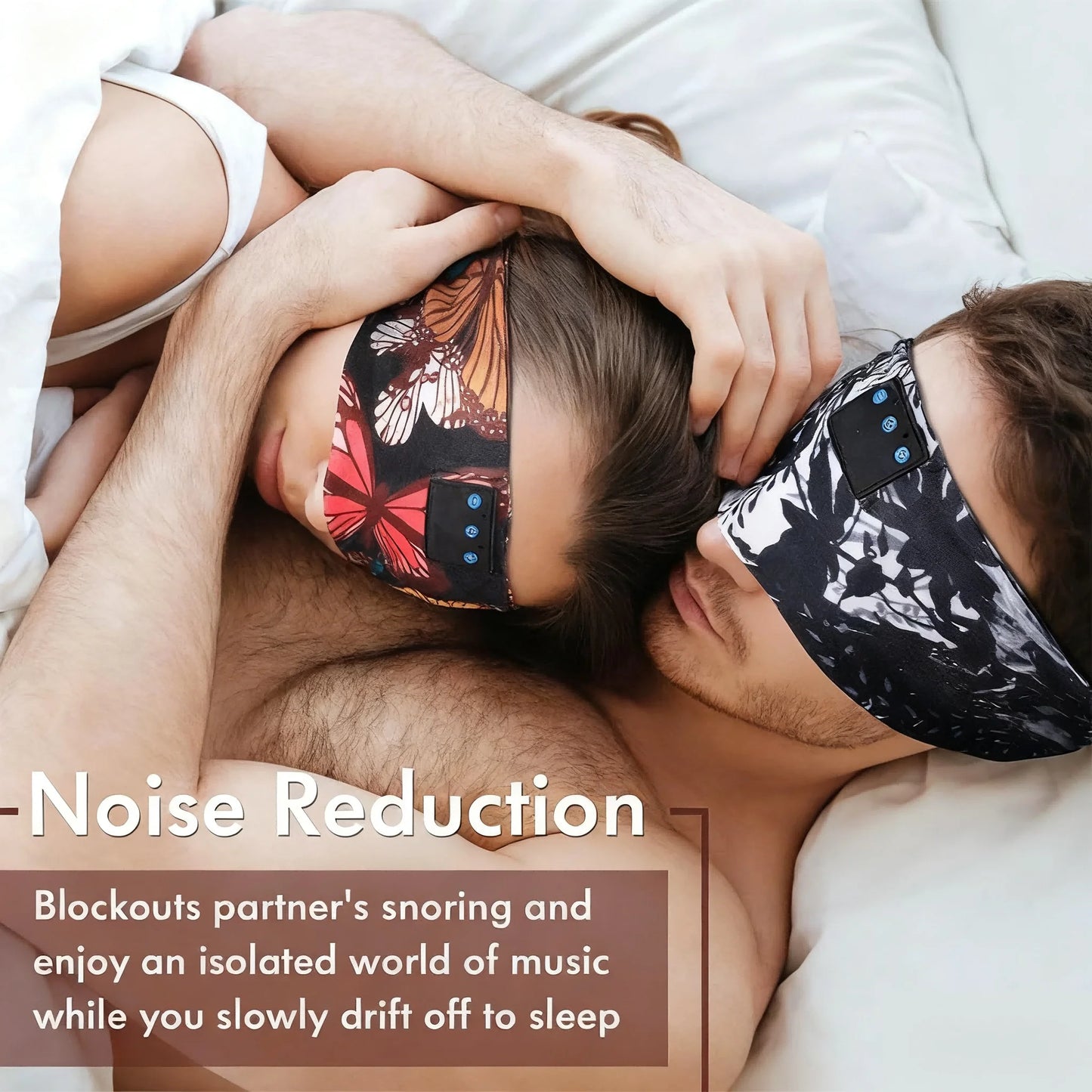 Butterfly Print Bluetooth Headband Sweatproof Sports Headset Workout Eye Mask Wireless for Sleep Workout Fit iPhone Android All