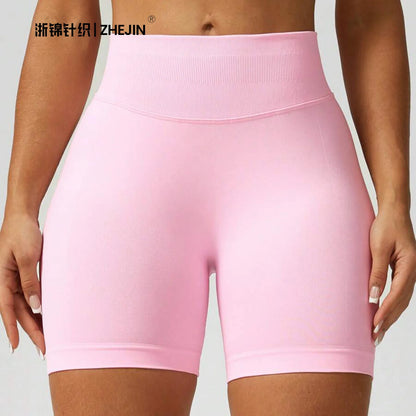 ZHEJIN Seamless Women Yoga Shorts High Waist Workout Gym Shorts Scrunch Butt Lift Biker Shorts Tummy Control Push Up Fitness