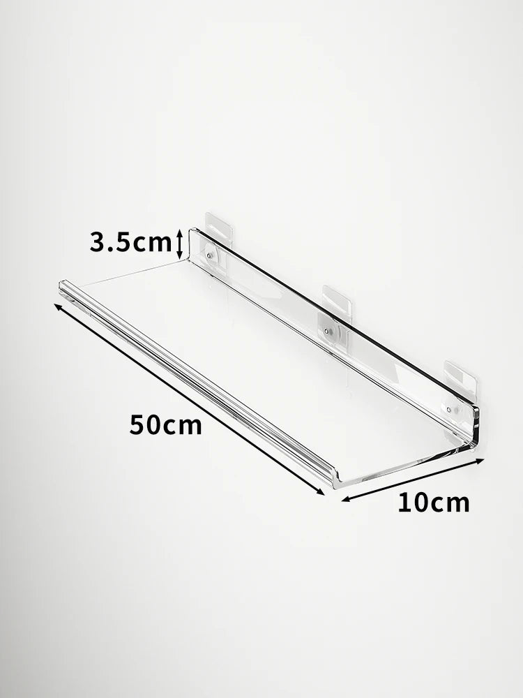 Acrylic Wall Storage Rack - No Drill Bathroom  Kitchen Organizer with Strong Adhesive