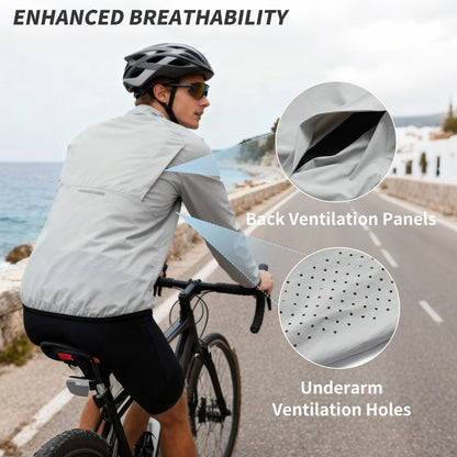 WOSAWE Cycling Jacket Lightweight Windproof Long Sleeved MTB Road Bike Windbreaker Reflective Breathable Jacket Bicycle Clothing