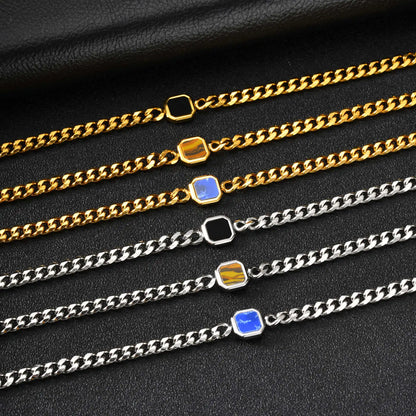 Vnox 5/7mm Width Adjustable Chain Bracelet for Men, Stainless Steel Acrylic Six-Sided Polished Jewelry Gift for Husband Son‌ Him
