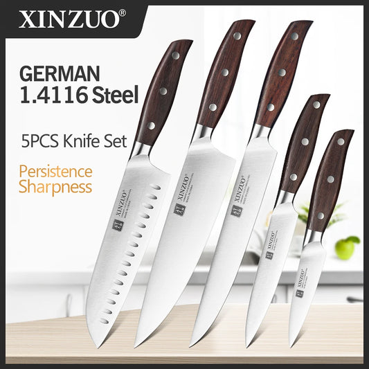 XINZUO High Quality Paring  Utility Cleaver Knife Set - 35 5 8 Germany 14116 Stainless Steel