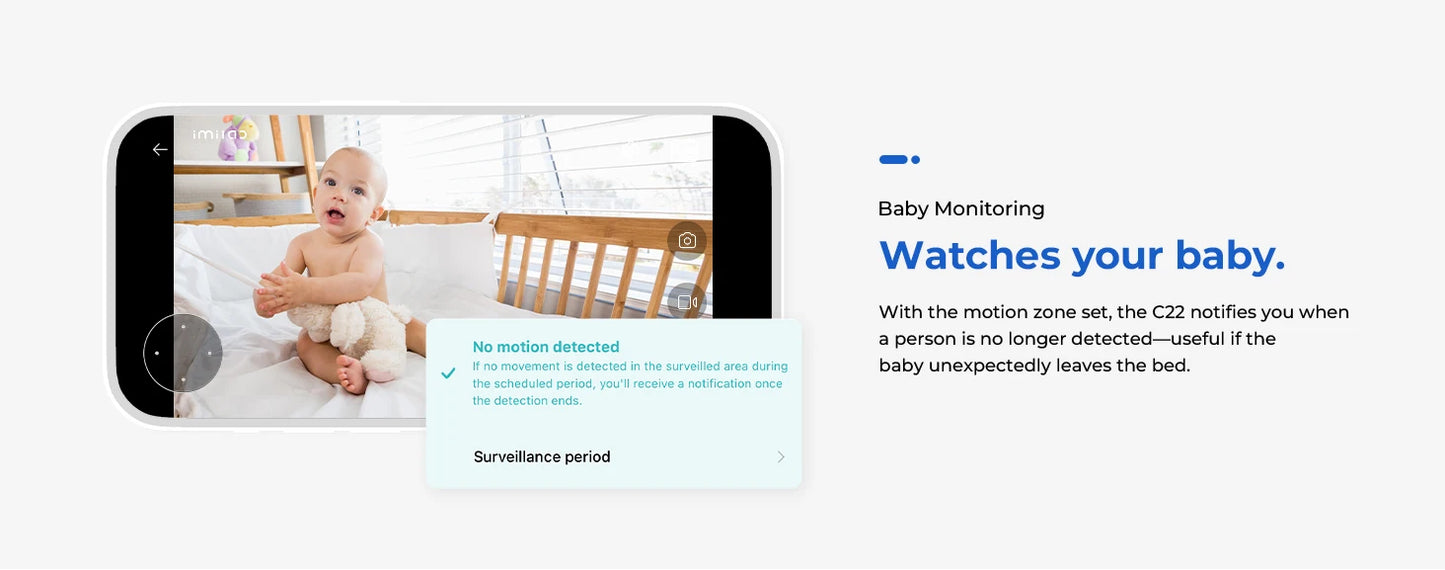 IMILAB WiFi 6 Indoor Baby Monitor Camera with AI Detection Night Vision 2-Way Audio 360° PTZ for Child Safety C21/C22