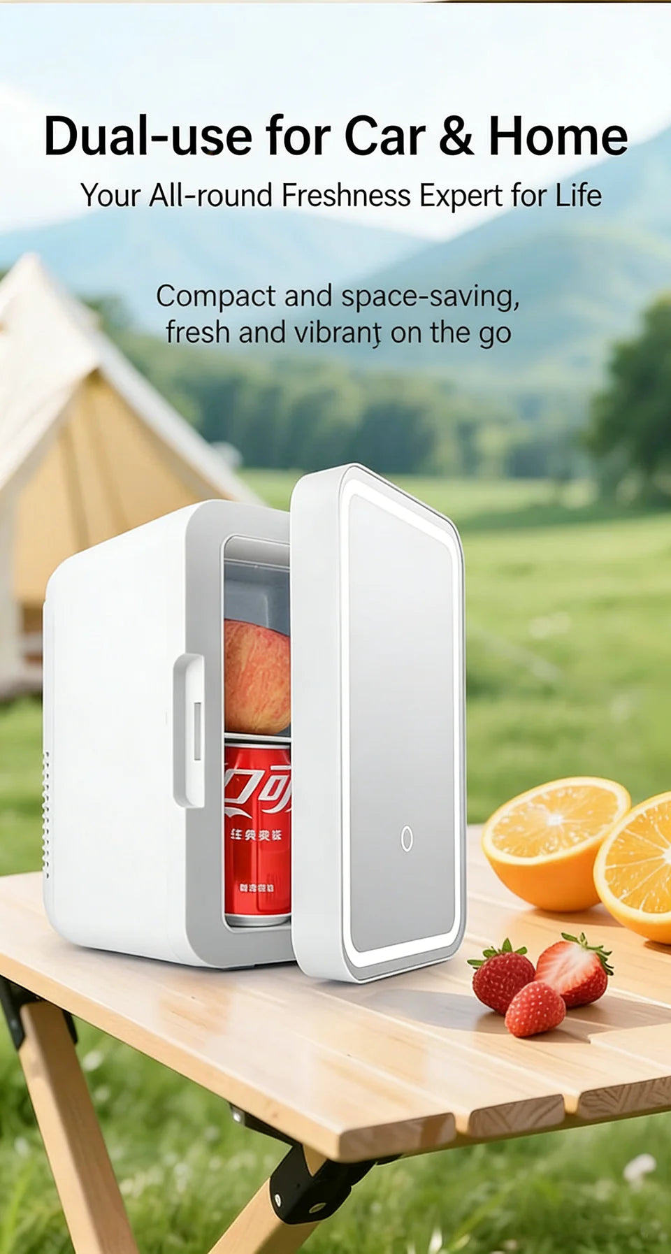 4L Mini Cooler＆Warmer Fridge With LED Light Mirror Portable Makeup Refrigerator Cosmetic Storage Keep fresh Cooler for Car Home