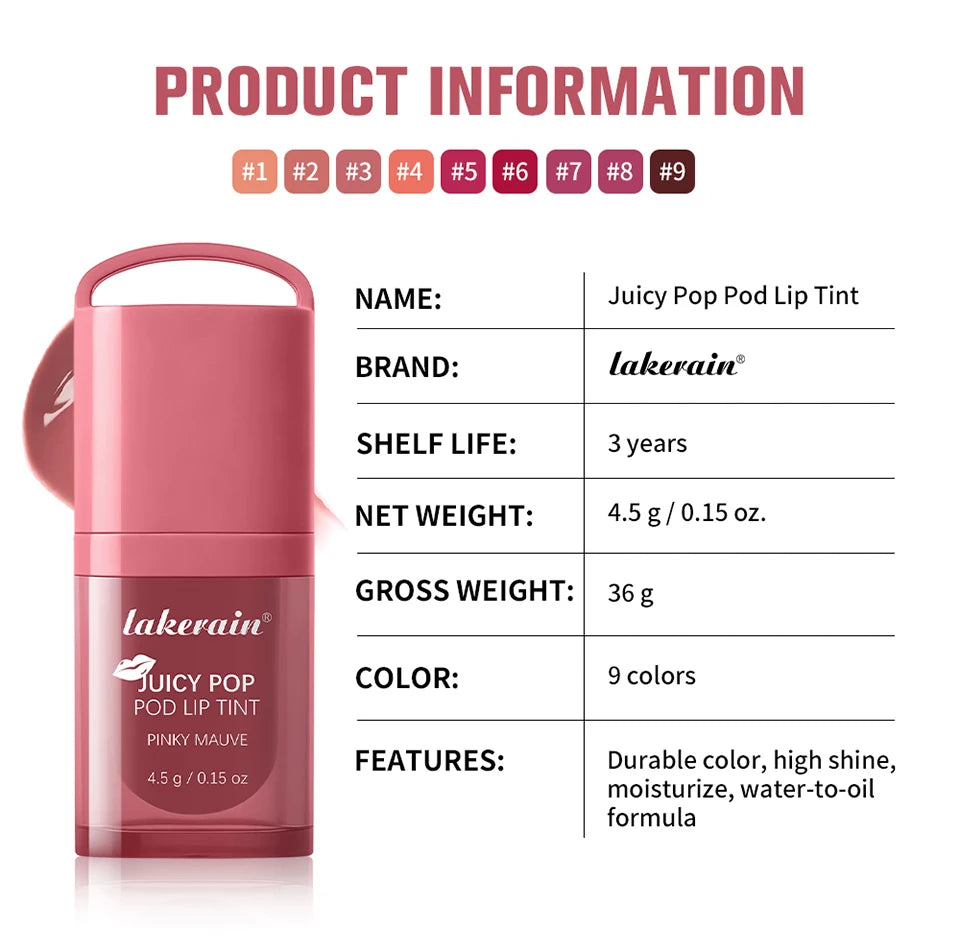 Juicy Box Shape Lip Tint Gloss Moisturizing Lightweight & Non-Sticky Lip Staion Long-Lasting High Shine Finish Lips Makeup