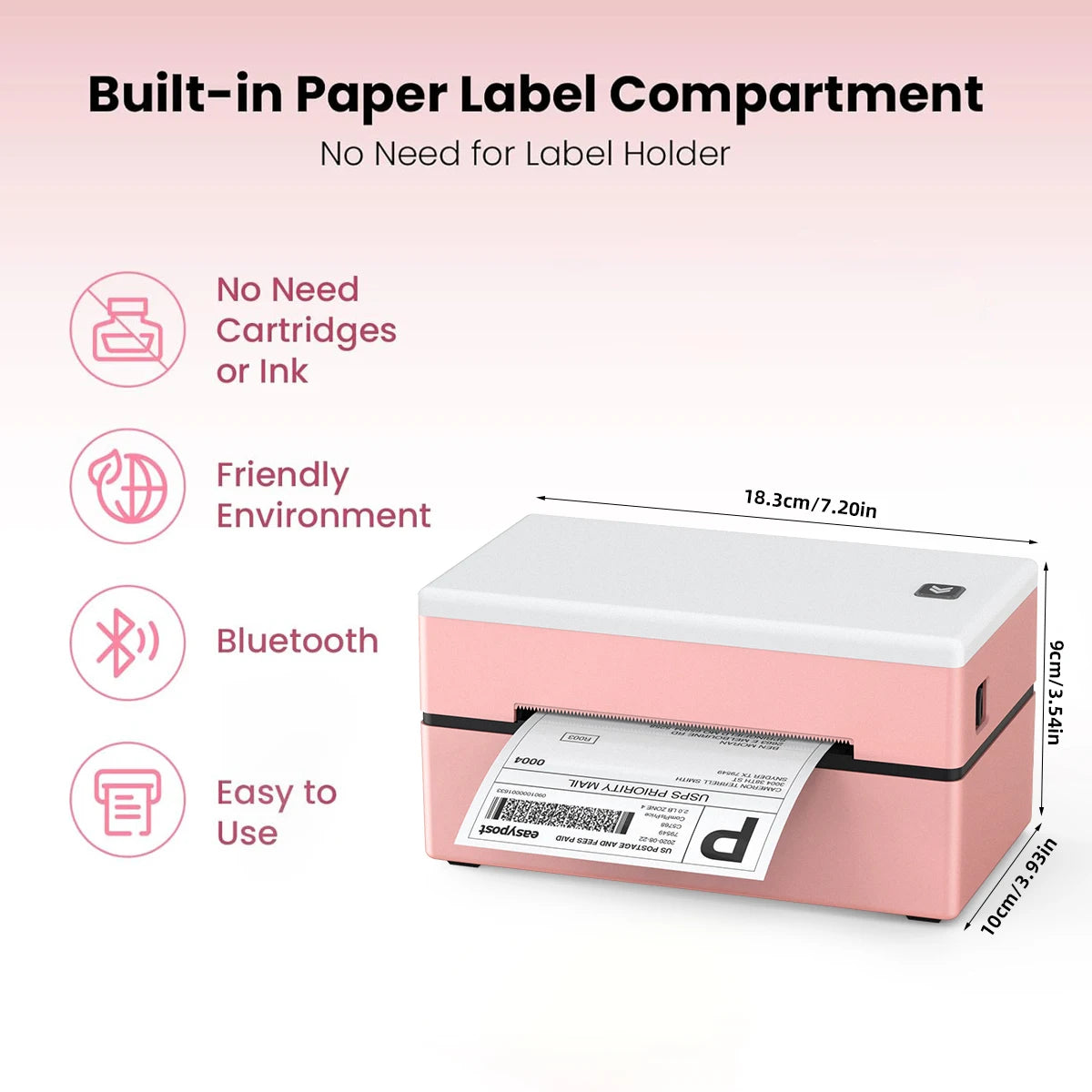 Marklife Thermal Label Printer Marker D200 Bluetooth Shipping Inkless Sticker Printer Compatible with iPhone Android Mac Window