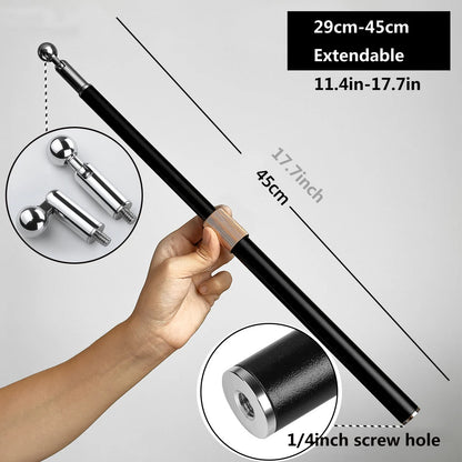 Metal Tube Extendable Rod Selfie Stick Monopod Extention Pole Stand Holder with 1/4inch Screw Ball Head for Mobile Phone Cameras