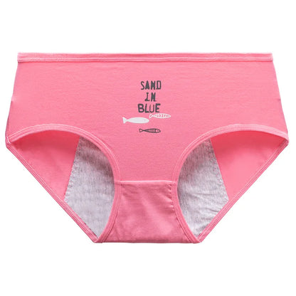 3PCS Cute Cartoon Period Underwear for Girls  Leakproof Teen Menstrual Panties 4-Layer Absorbent Reusable Washable Underwear
