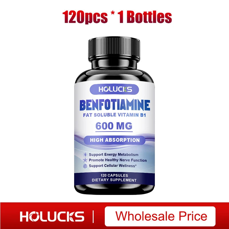 Benfotiamine 600mg | Superior Absorption Vitamin B1 for Energy Metabolism & Nerve Health | 120 Capsules Dietary Supplement