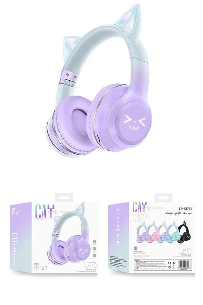 Wireless Cat Ear Headphones – Kids Gaming Headset With Microphone & RGB Lights