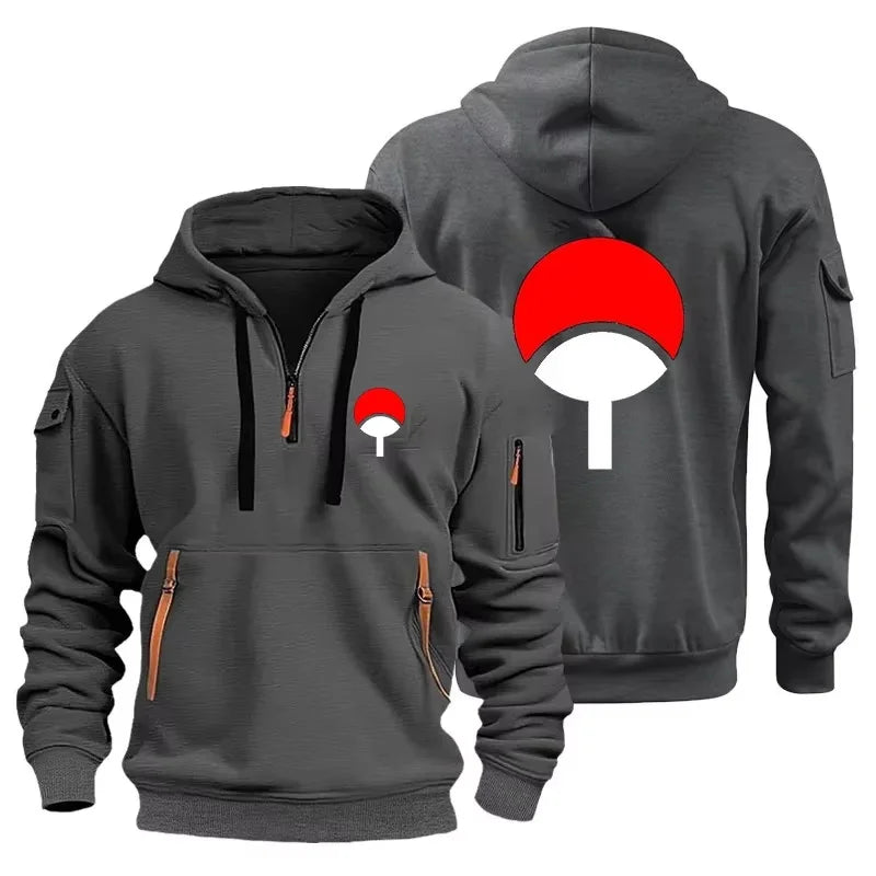 Naruto Anime Half Zipper Hoodie Casual Versatile Sweatshirt Comfortable Daily Fashion Zip-Up Sweatshirt for Fans